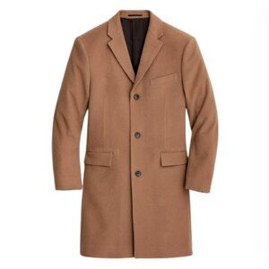 NWT JCrew Ludlow Top Coat Jacket Mens 46 L Brown Tan Three Button Wool Cashmere